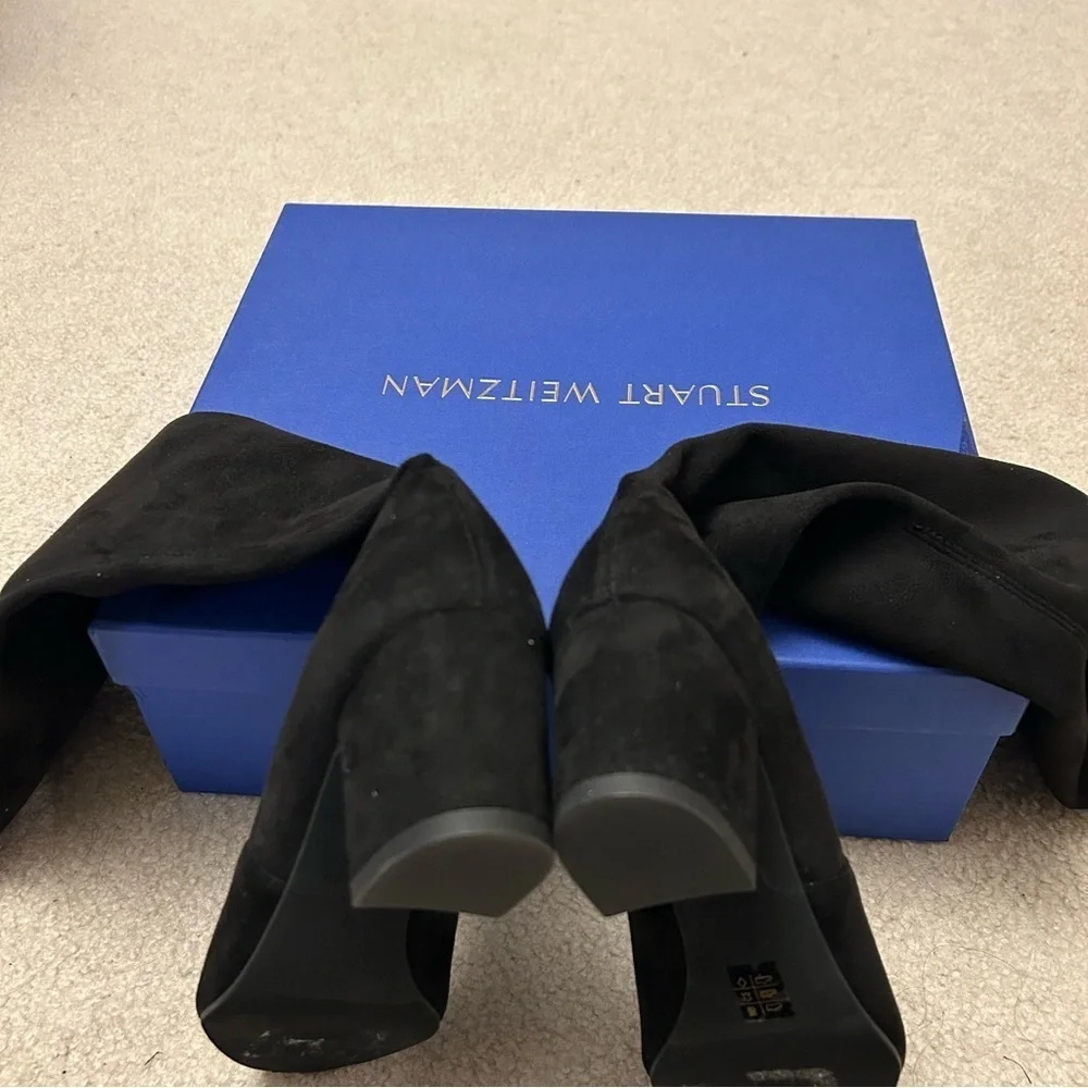 NIB Stuart Weitzman Frannie 60 Suede Stretch Knee-High Boot in Black Size 6B